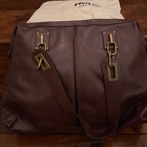 Large leather satchel/tote by Hobo, Inc in a rich dark brown color